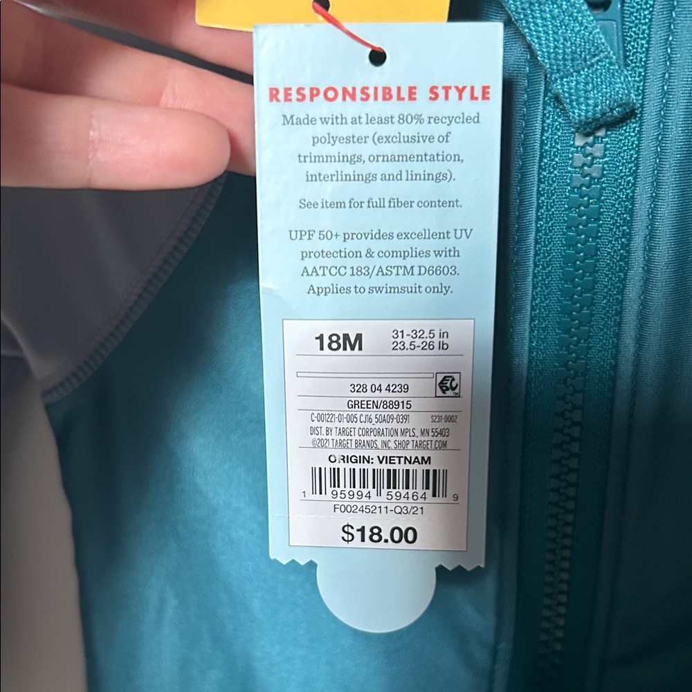 NWT Teal and Gray 18 Months Kids Swim Suit - Picture 3 of 4